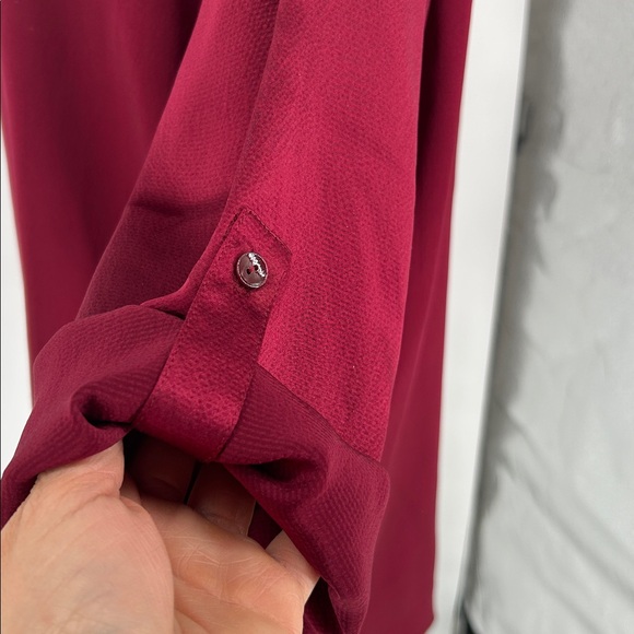 EILEEN FISHER Silk Satin Dark Tulip Hammered Ballet Neck Top Blouse XS $218 - Picture 8 of 13